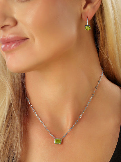 14k White Gold Peridot Necklace