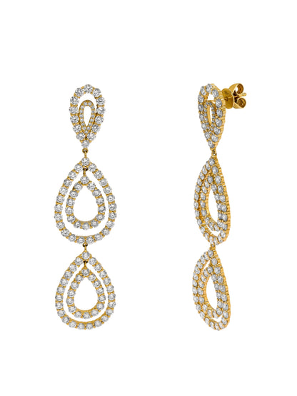 14k Yellow Gold Lab Diamond Multi Tear Drop Earrings