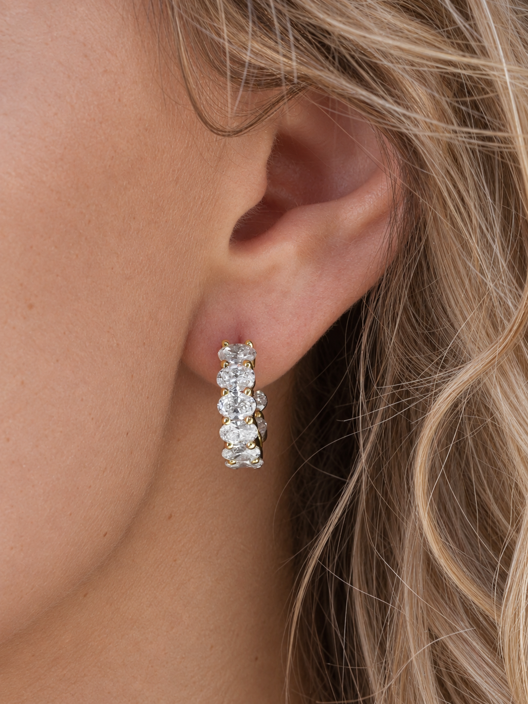 14k Yellow Gold Lab Diamond Hoop Earrings