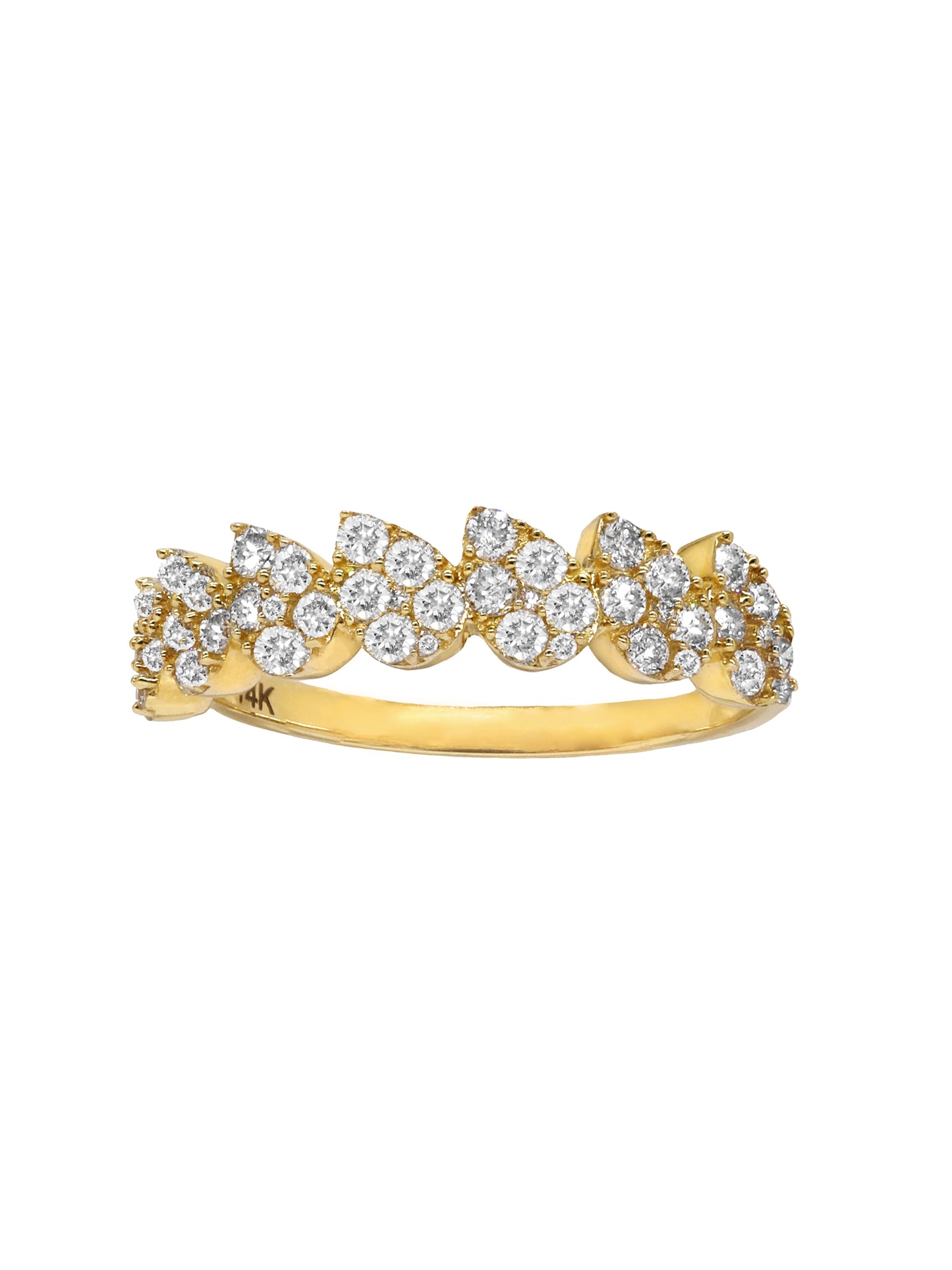14k Yellow Gold Diamond Seven Row Pear Ring