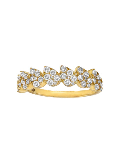 14k Yellow Gold Diamond Seven Row Pear Ring