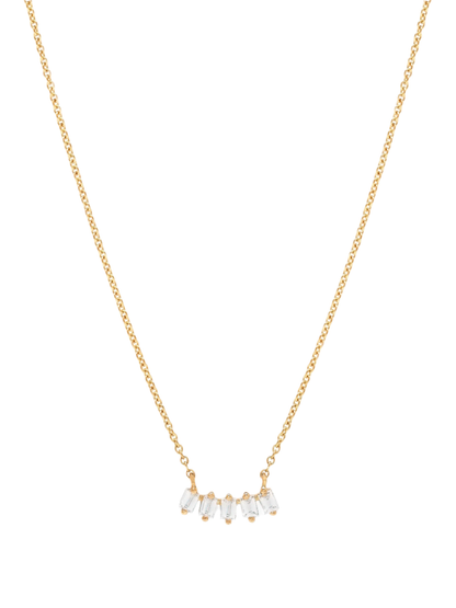 14k Yellow Gold Baguette Diamond Bar Necklace