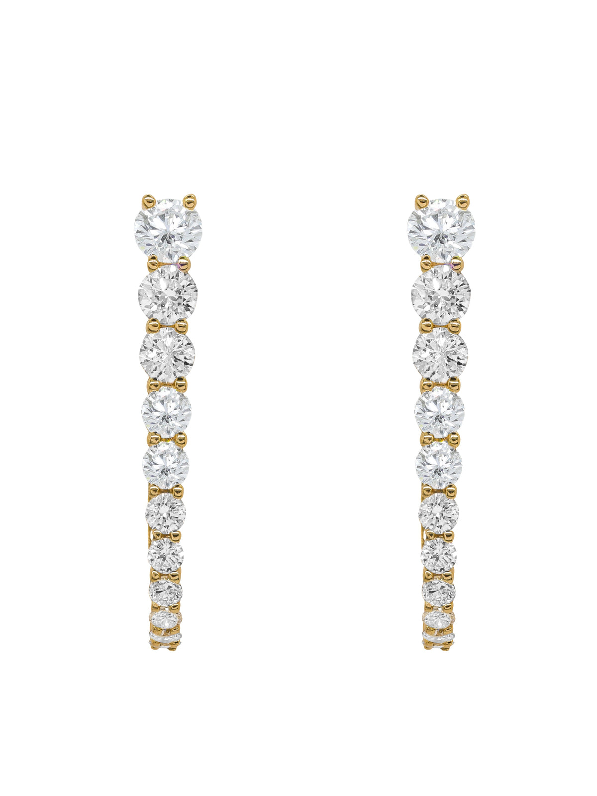 14k Yellow Gold Lab Diamond Graduated Paperclip Hoop Earrings
