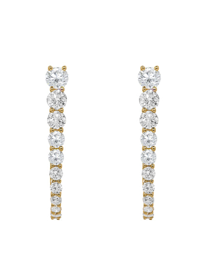14k Yellow Gold Lab Diamond Graduated Paperclip Hoop Earrings