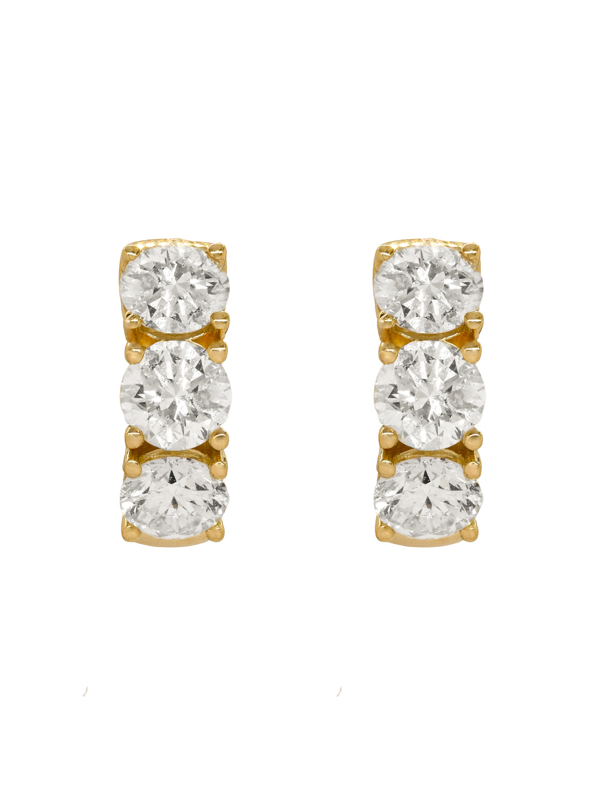 14k Yellow Gold Lab Diamond Large Huggie Earrings