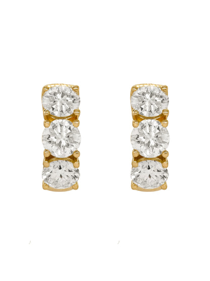 14k Yellow Gold Lab Diamond Large Huggie Earrings