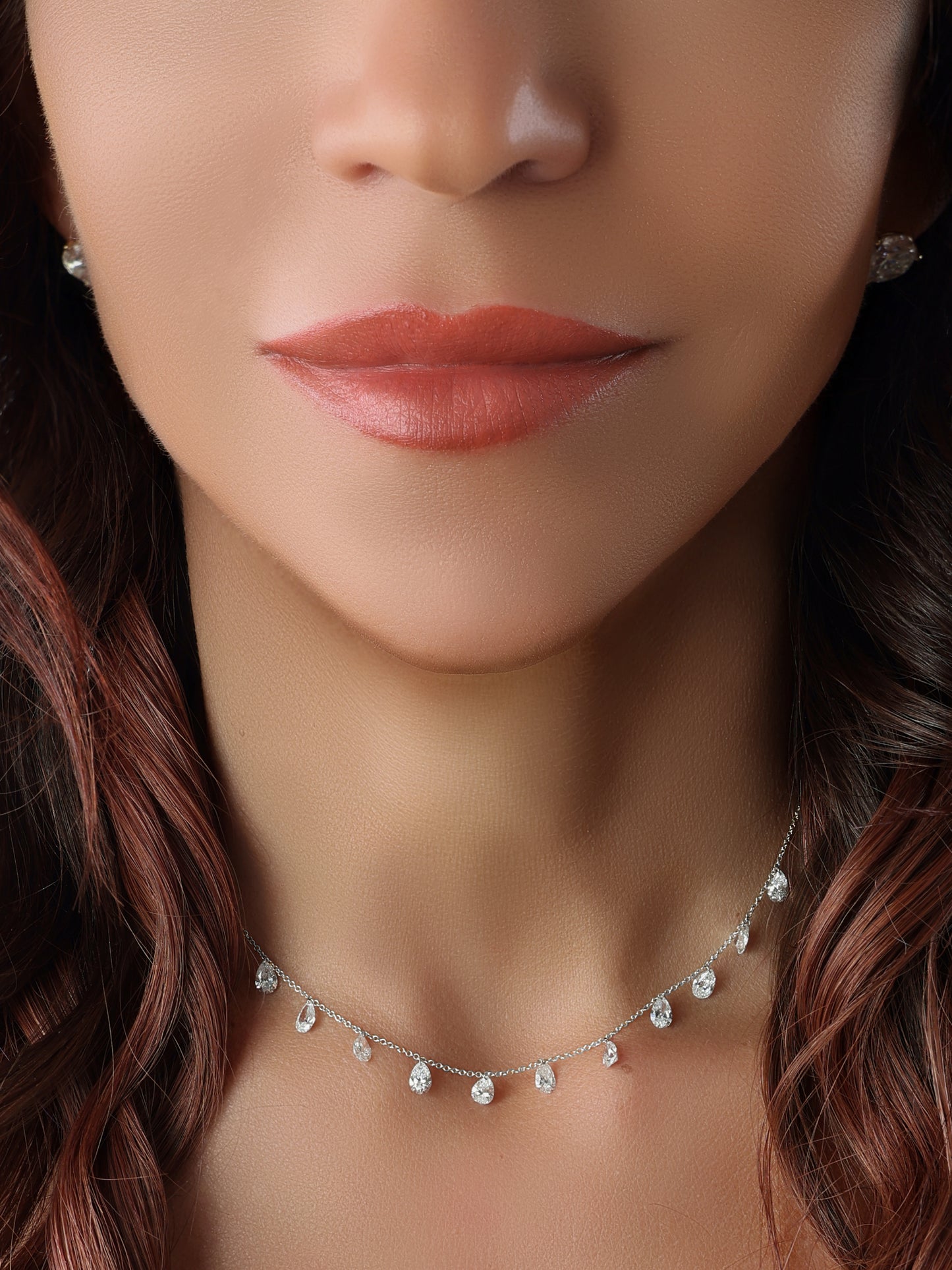 14k White Gold Drill Lab Diamond Teardrop Necklace