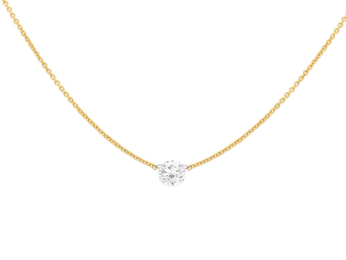14k Yellow Gold Single Drill Diamond Necklace