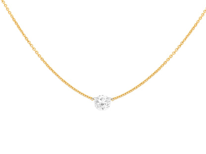 14k Yellow Gold Single Drill Diamond Necklace