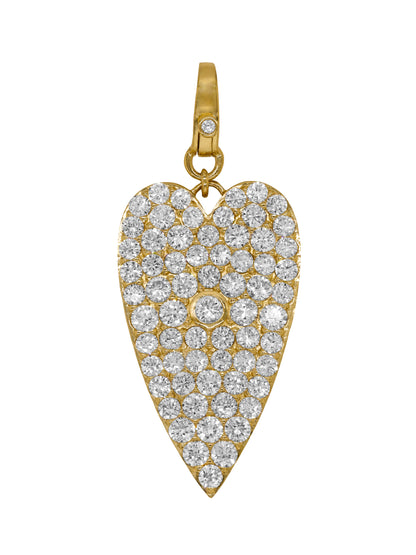 14k Yellow Gold Lab Diamond Large Heart Lobster Clasp Charm