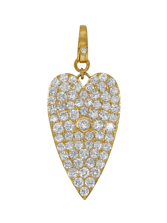 14k Yellow Gold Lab Diamond Large Heart Lobster Clasp Charm