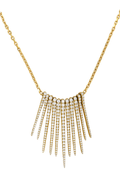 14k Yellow Gold Diamond Icicle Necklace