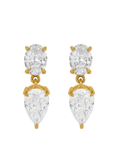 14k Yellow Gold Lab Diamond Pear Drop Earrings