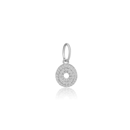 14k White Gold Diamond Bubble Letter Charm