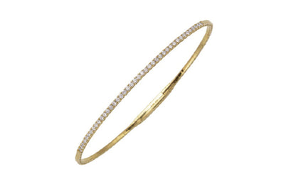 14k Yellow Minnie Gold Diamond Flexible Bangle