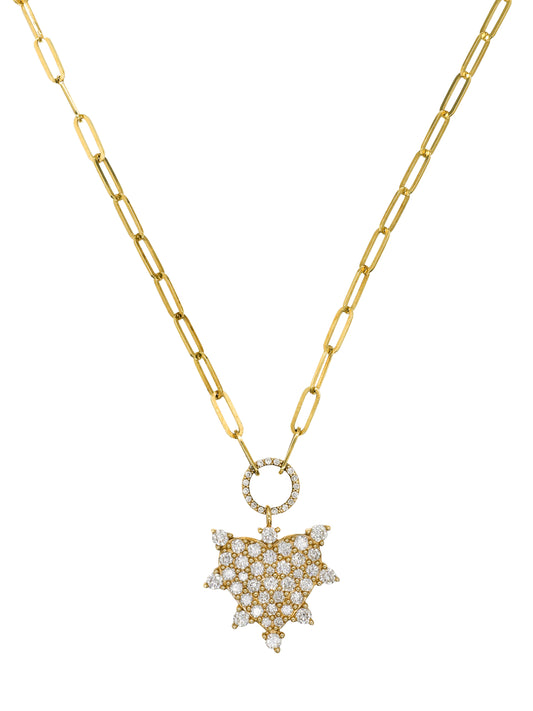 14k Yellow Gold Diamond Heart Paperclip Necklace