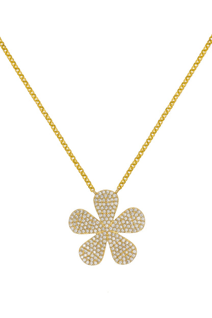 14k Yellow Gold Diamond Daisy Necklace