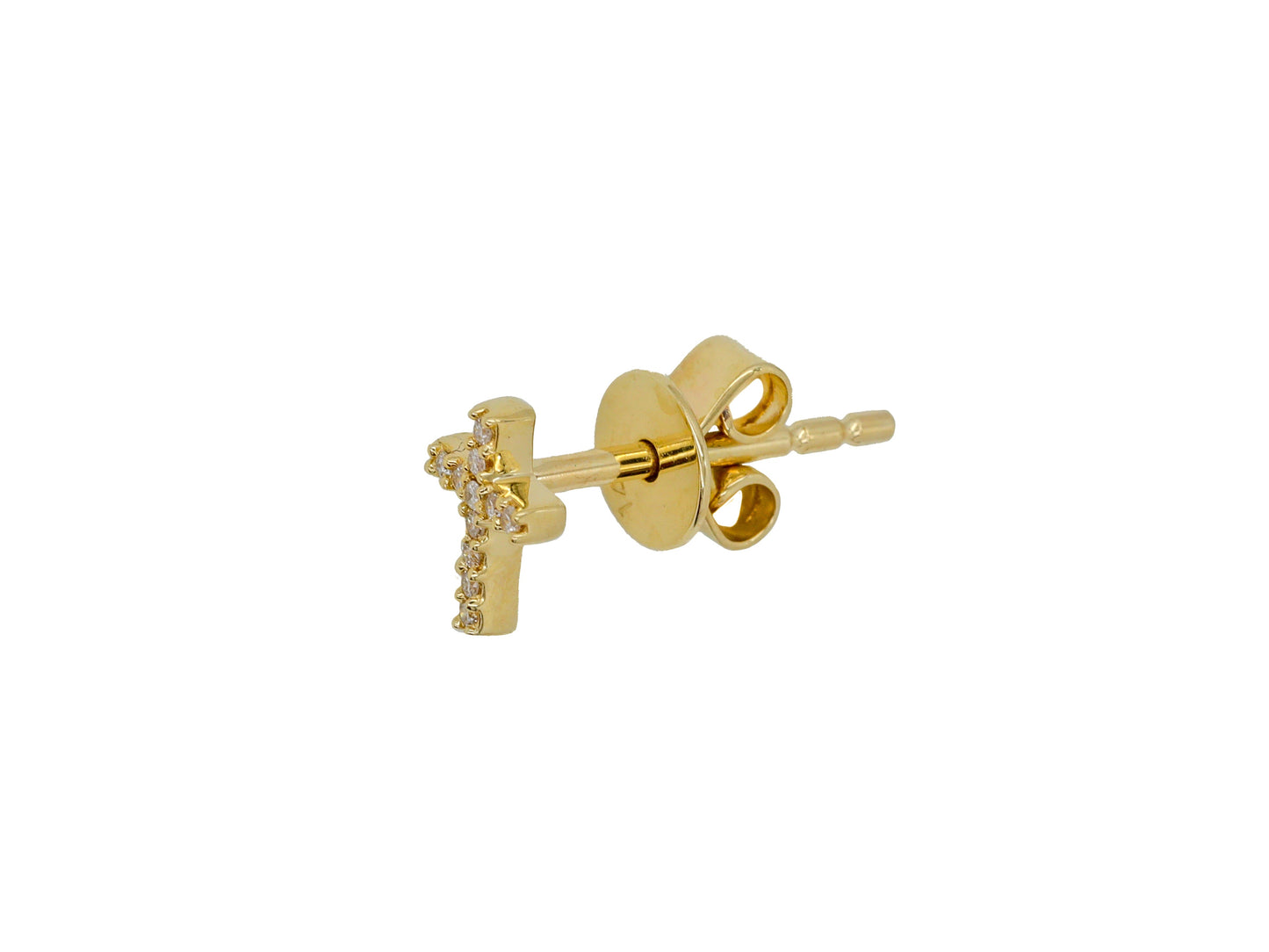 14k Yellow Gold Diamond Mini Cross Earrings