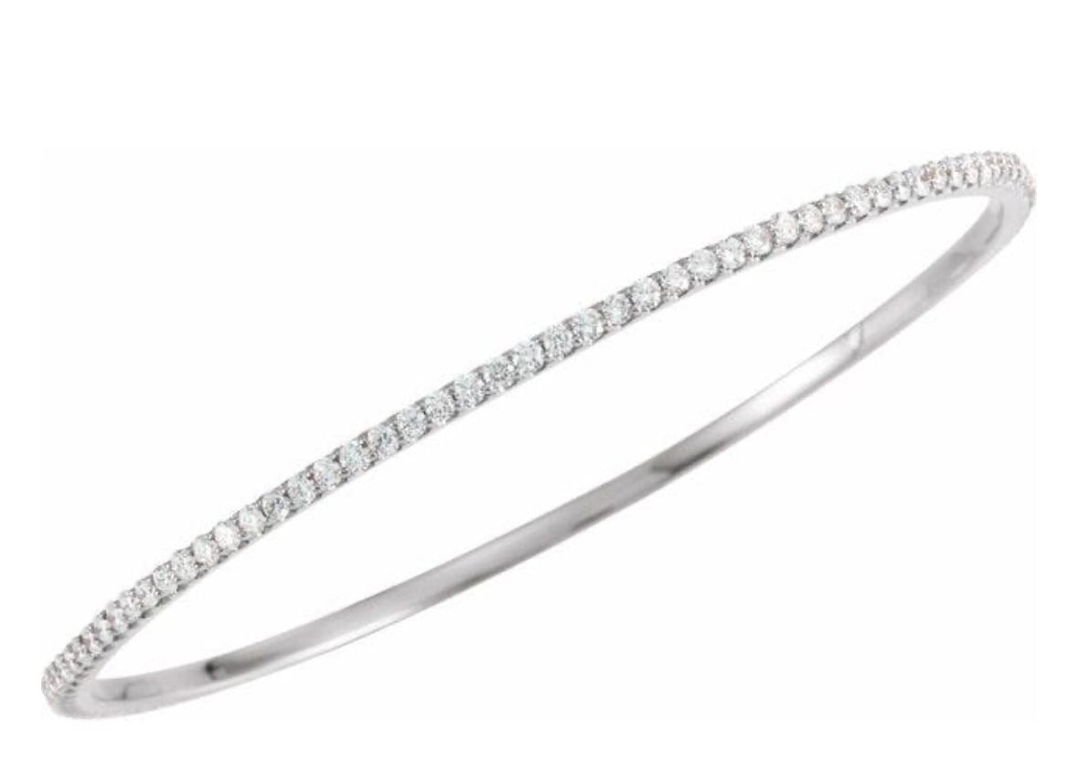 14k White Minnie Gold Diamond Flexible Bangle