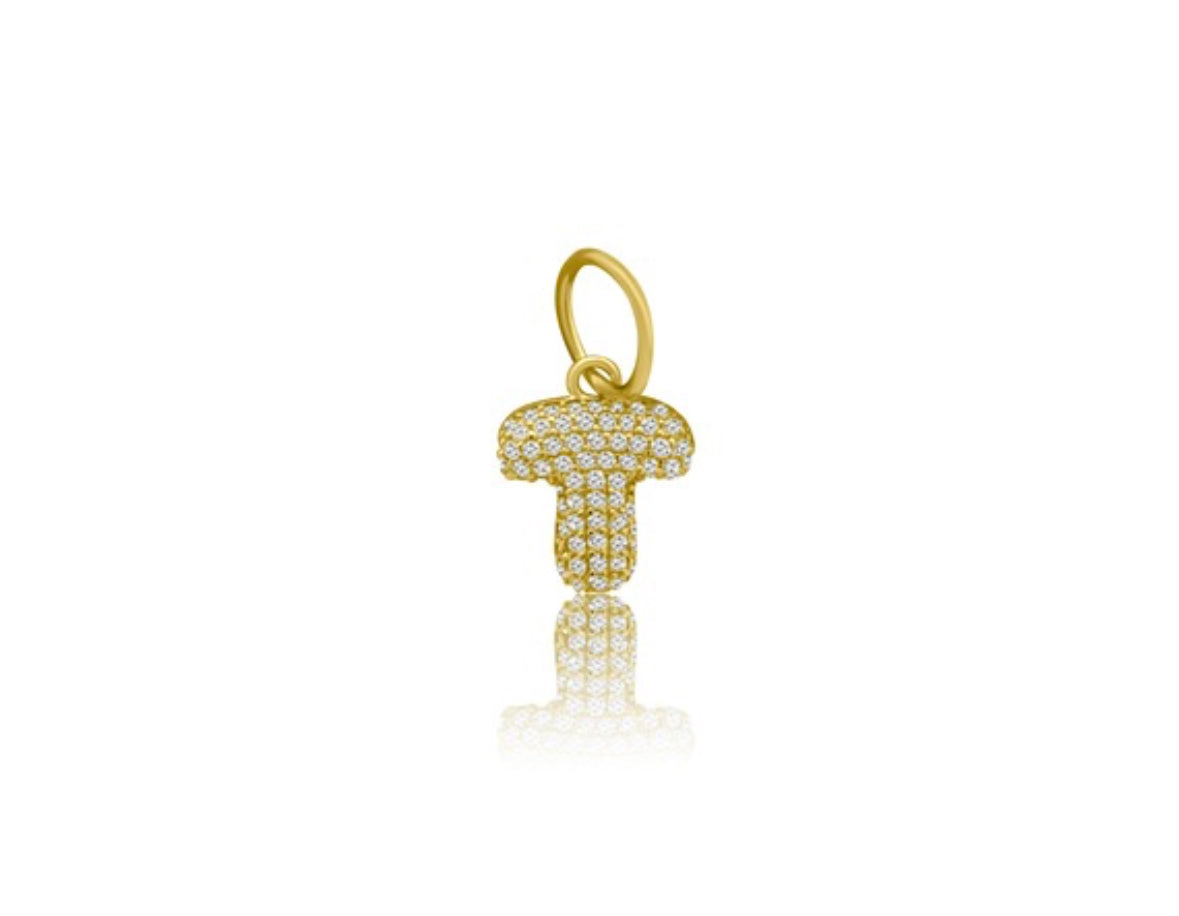 14k Yellow Gold Diamond Bubble Letter Charm