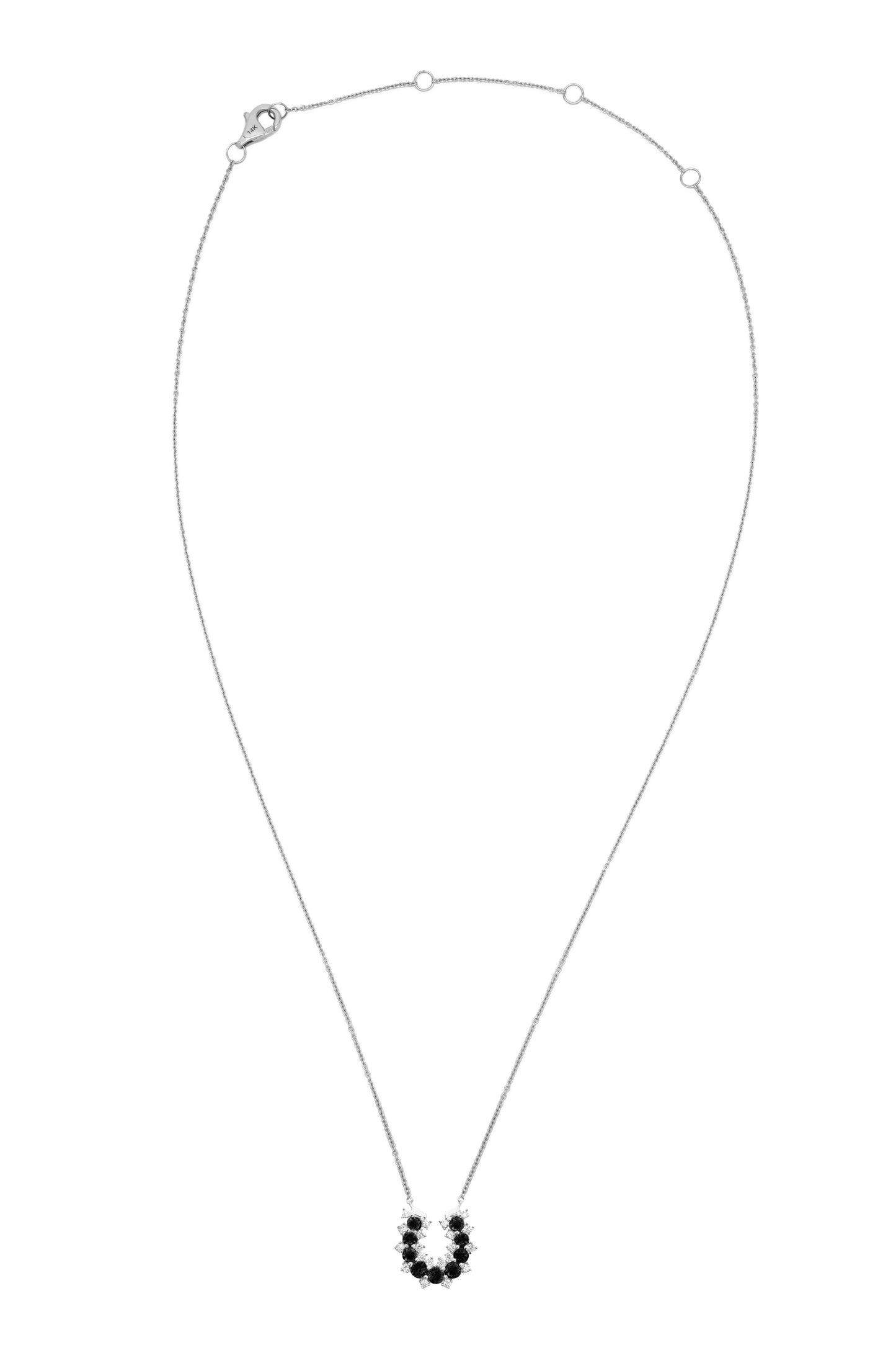 14k White Gold Black Diamond/Lucky Horseshoe Necklace