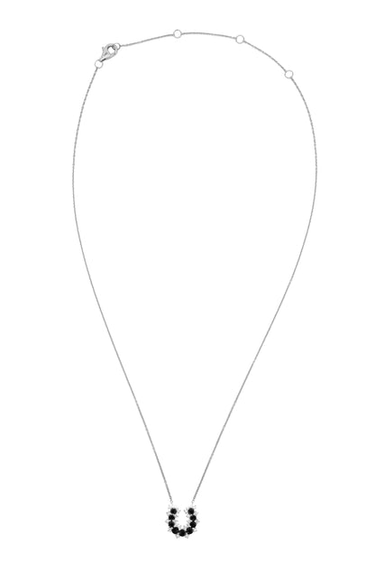 14k White Gold Black Diamond/Lucky Horseshoe Necklace