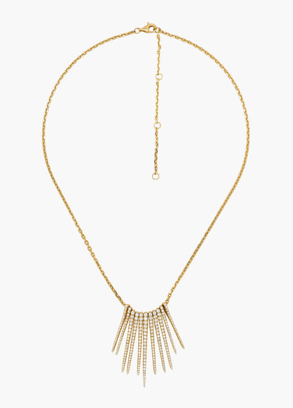 14k Yellow Gold Diamond Icicle Necklace