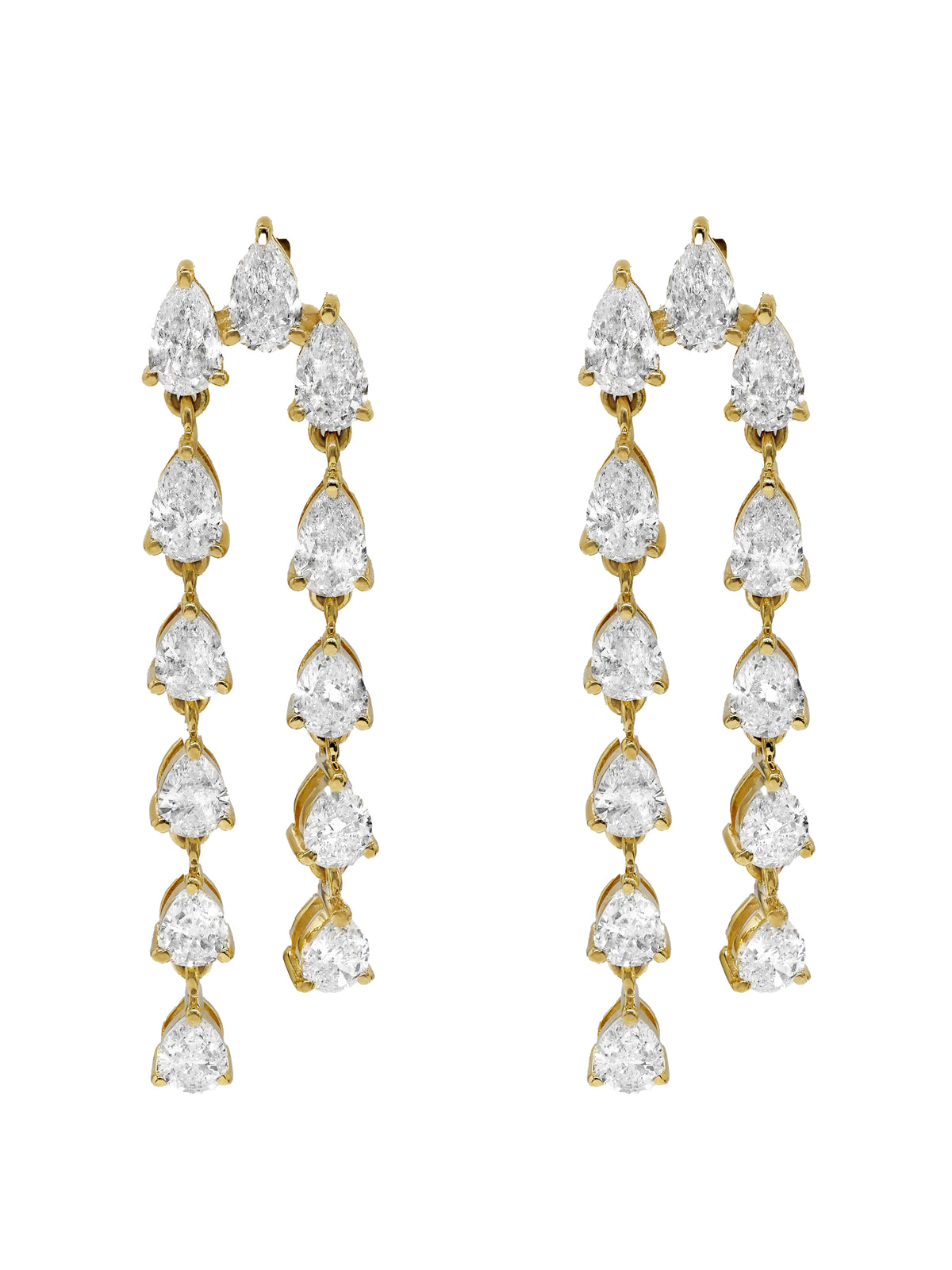 14k Yellow Gold Lab Diamond Waterfall Earrings
