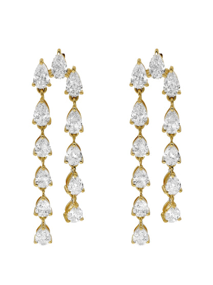 14k Yellow Gold Lab Diamond Waterfall Earrings