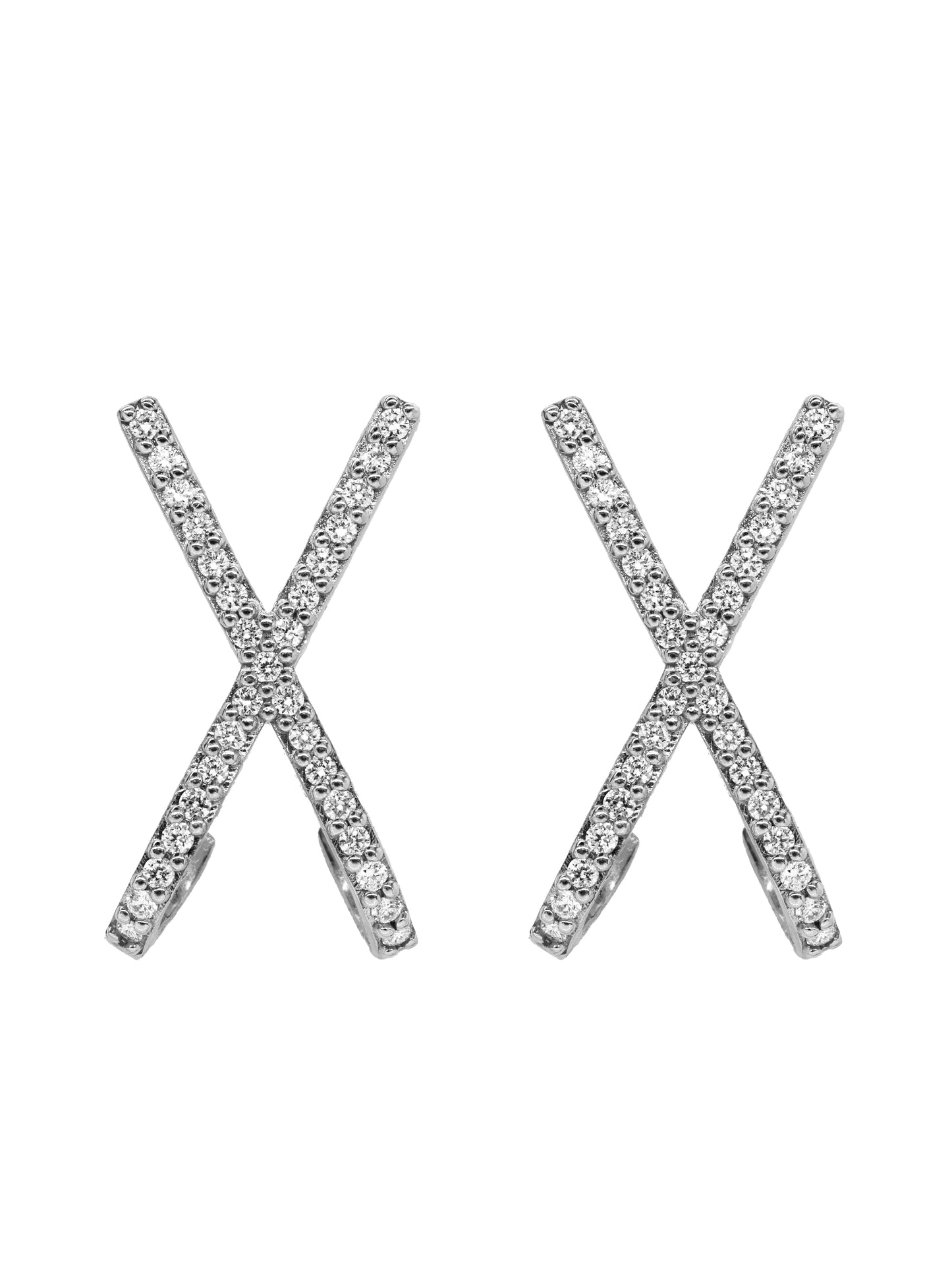 14k White Gold Diamond X Earrings