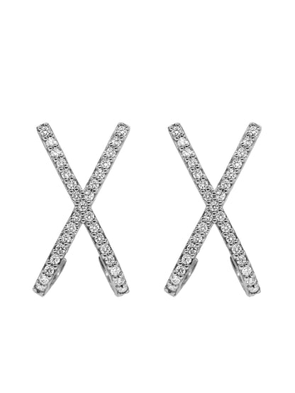 14k White Gold Diamond X Earrings