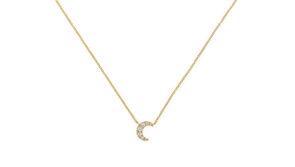 14k Yellow Gold Diamond Half Moon Necklace