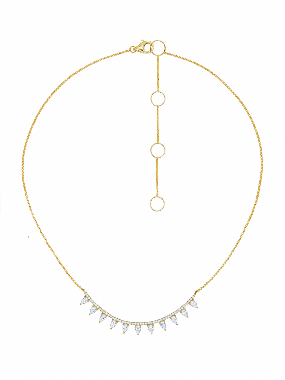 14k Yellow Gold Lab Diamond Bar Pear Necklace