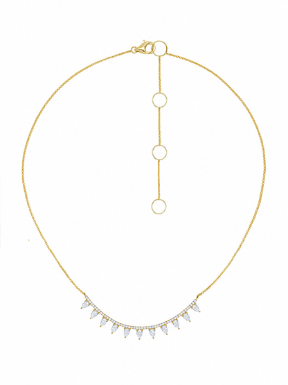 14k Yellow Gold Lab Diamond Bar Pear Necklace