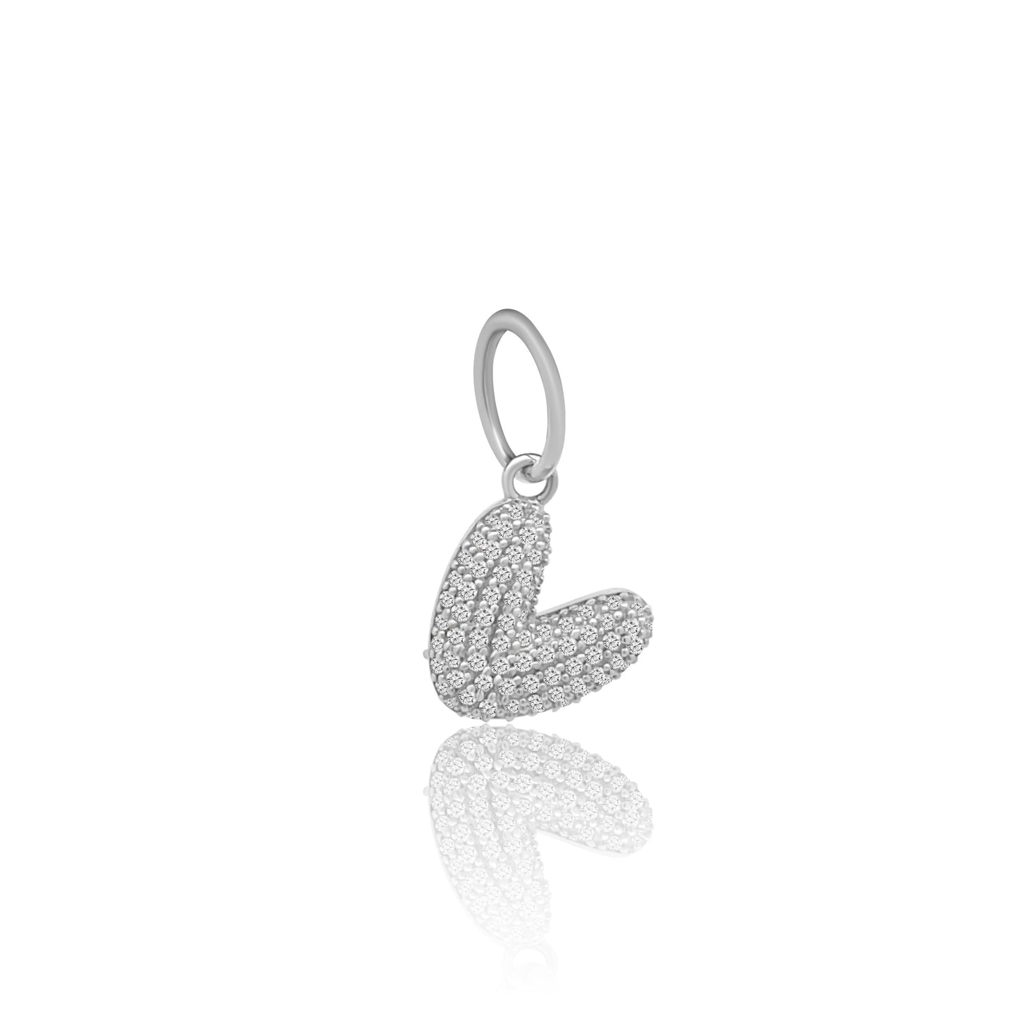14k White Gold Diamond Bubble Letter Charm