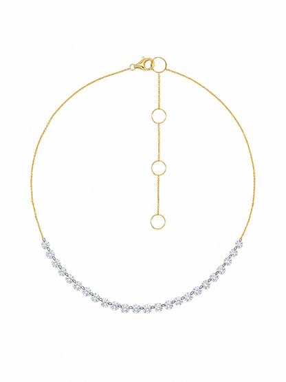 14k Yellow Gold Drill Lab Diamond 24 Row Necklace