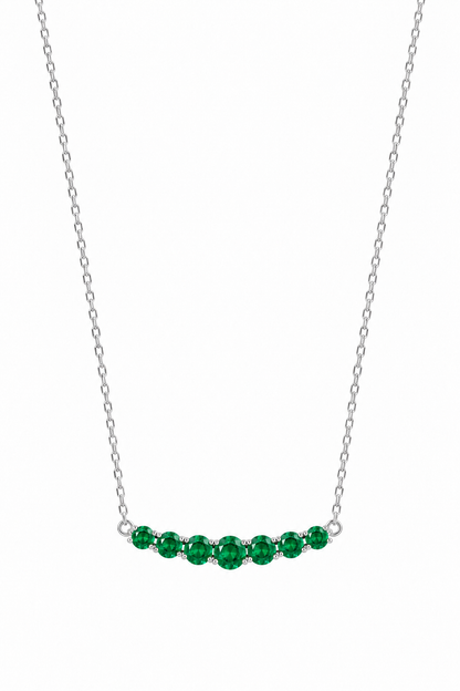 14k White Gold Lab Emerald Bar Necklace