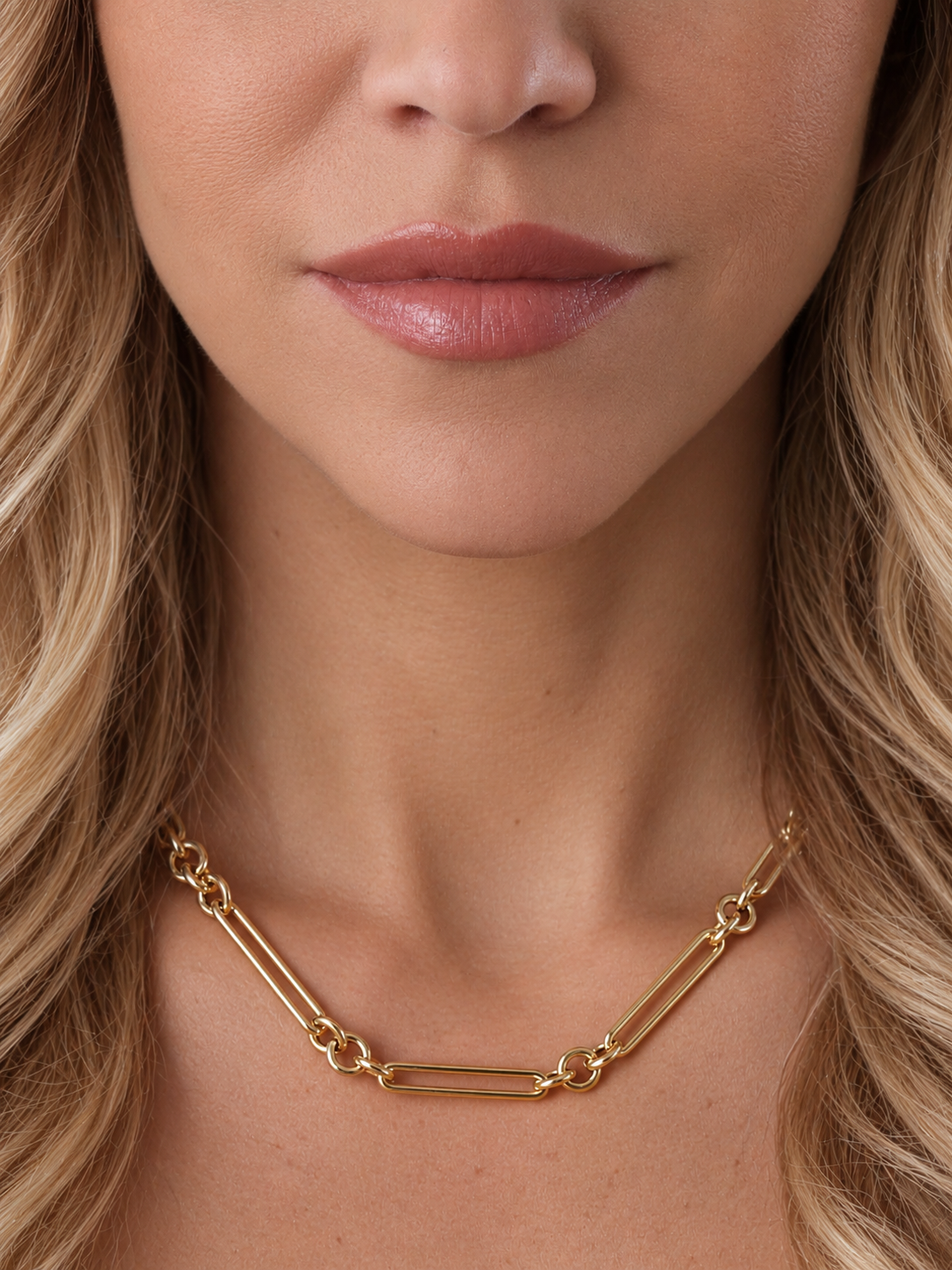 14k Yellow Gold Mixed Link Chain Necklace