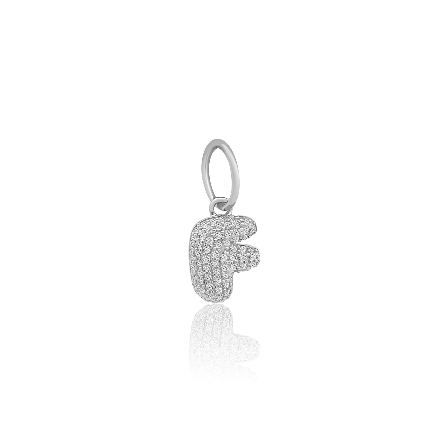 14k White Gold Diamond Bubble Letter Charm