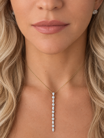 14k Yellow Gold Drill Lab Diamond Lariat Necklace