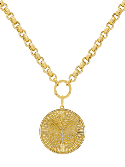 14k Yellow Gold Diamond Butterfly Coin Charm