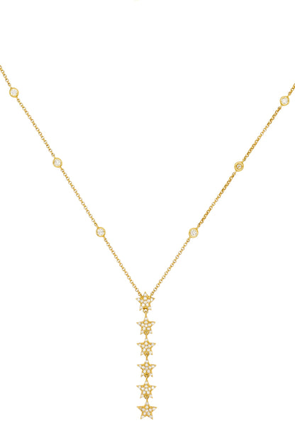 14k Yellow Gold Diamond Star/Bezel Drop Necklace