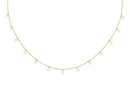 14k Yellow Gold Small Drill Diamond Necklace