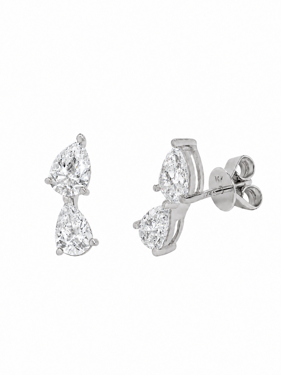 14k White Gold Lab Diamond Multi Tear Crawler Earrings