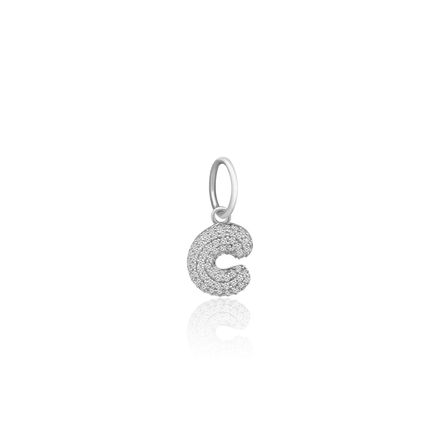14k White Gold Diamond Bubble Letter Charm