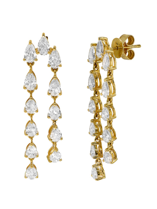 14k Yellow Gold Lab Diamond Waterfall Earrings