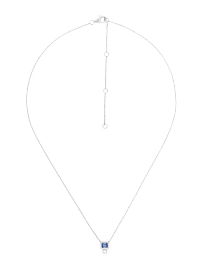 14k White Gold Blue Sapphire/Diamond Necklace