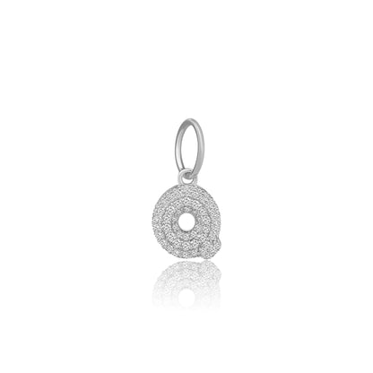 14k White Gold Diamond Bubble Letter Charm