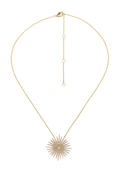 14k Yellow Gold Diamond Starburst Necklace