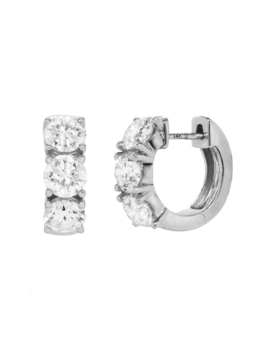 14k White Gold Lab Diamond Large Huggie Earrings